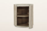 Vitorchiano side table in Natural White Washed from the front with the door open: the storage inside