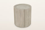 Vitorchiano reeded drum side table in Natural White Washed acacia