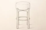 Pencil drawing of the Vogogna bar stool, front view