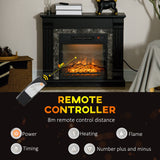 Easton Electric Mantel Wood Surround Freestanding Fireplace Heater with Overheating Protection - Black