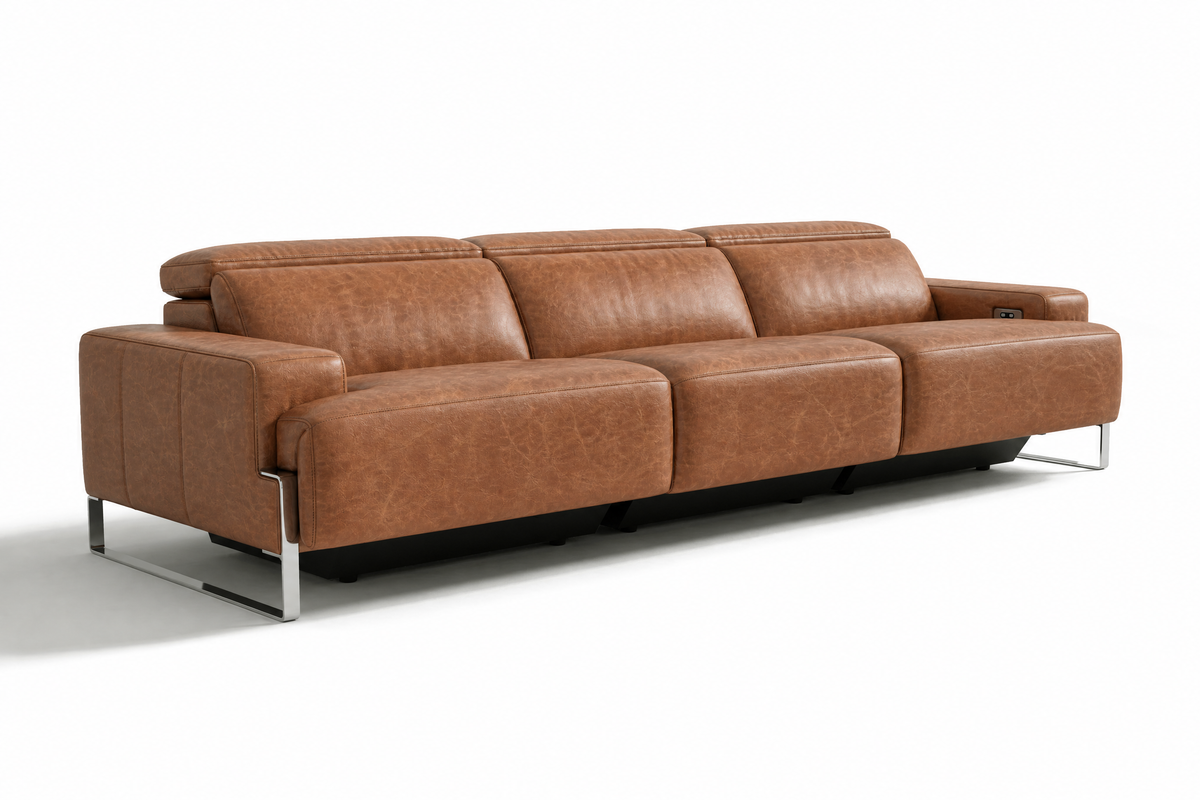 Melania Distressed Leather Recliner Sofa