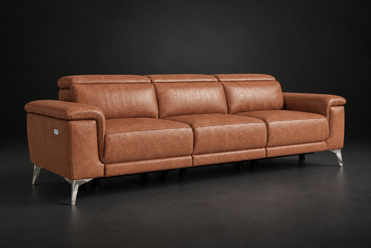 Valencia Pista Distressed Leather Reclining Sofa