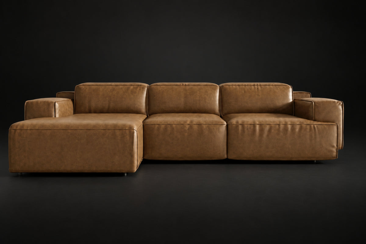 Valentina Distressed Leather Recliner Sectional Sofa
