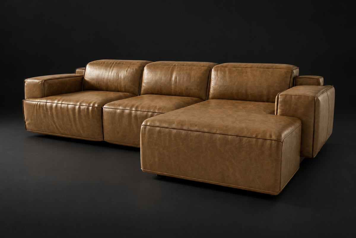 Valentina Distressed Leather Recliner Sectional Sofa