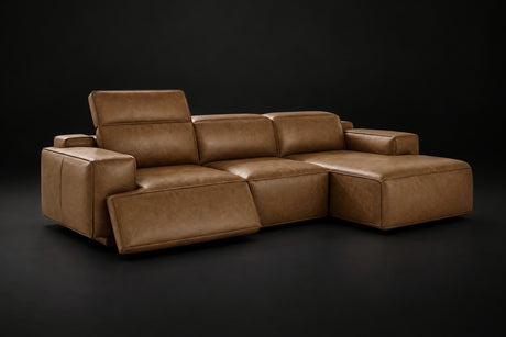 Valentina Distressed Leather Recliner Sectional Sofa