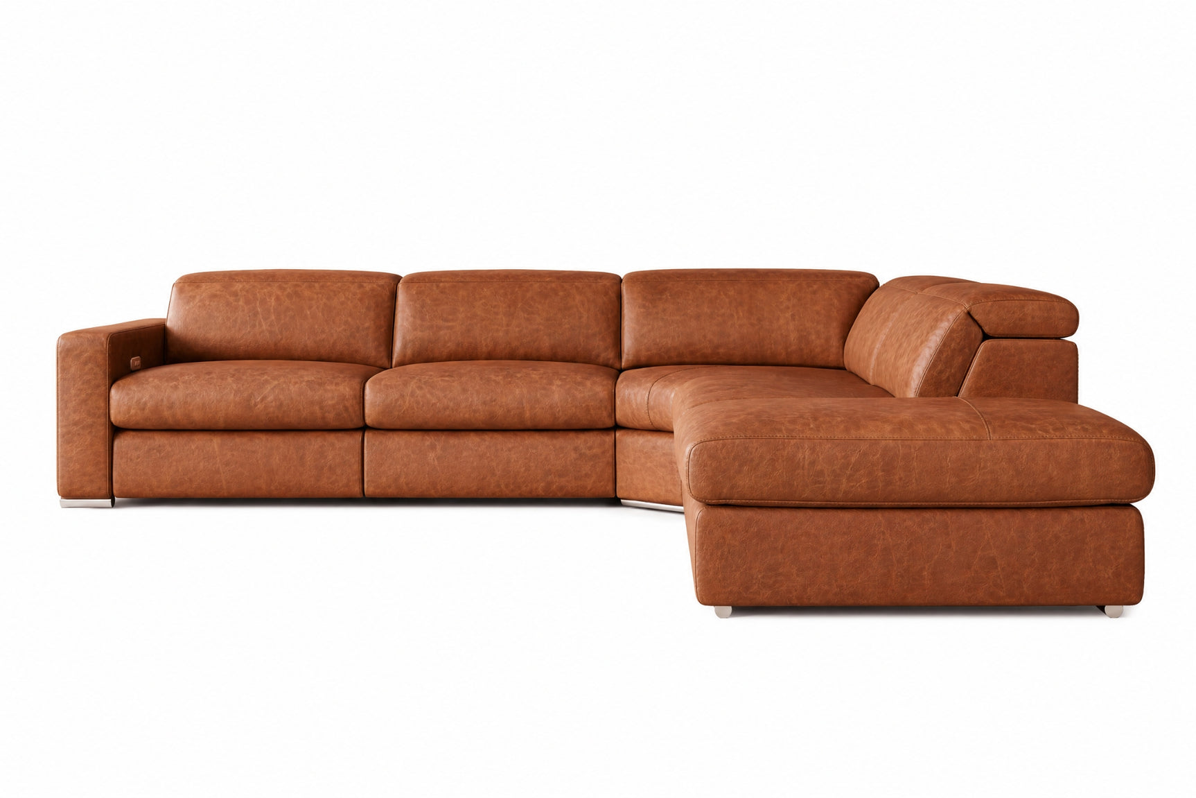 Clara Distressed Leather Recliner Sectional Sofa