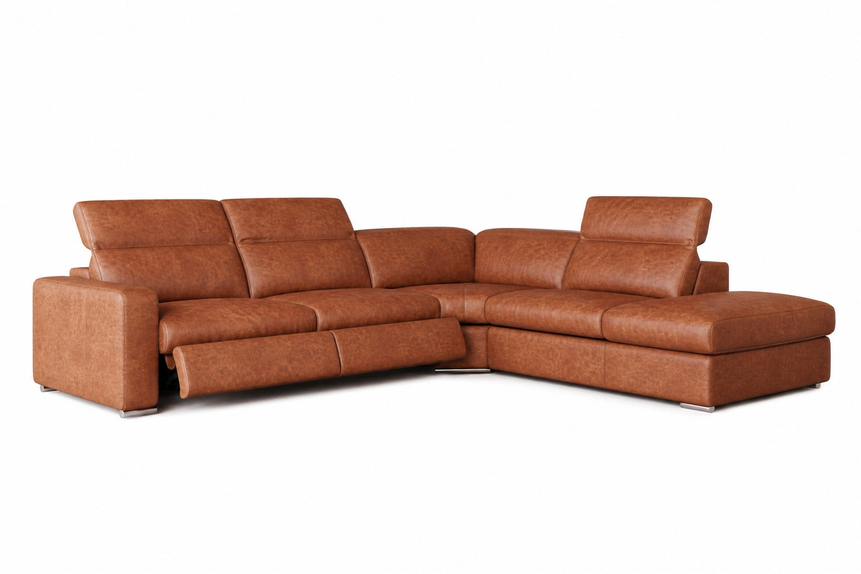 Clara Distressed Leather Recliner Sectional Sofa