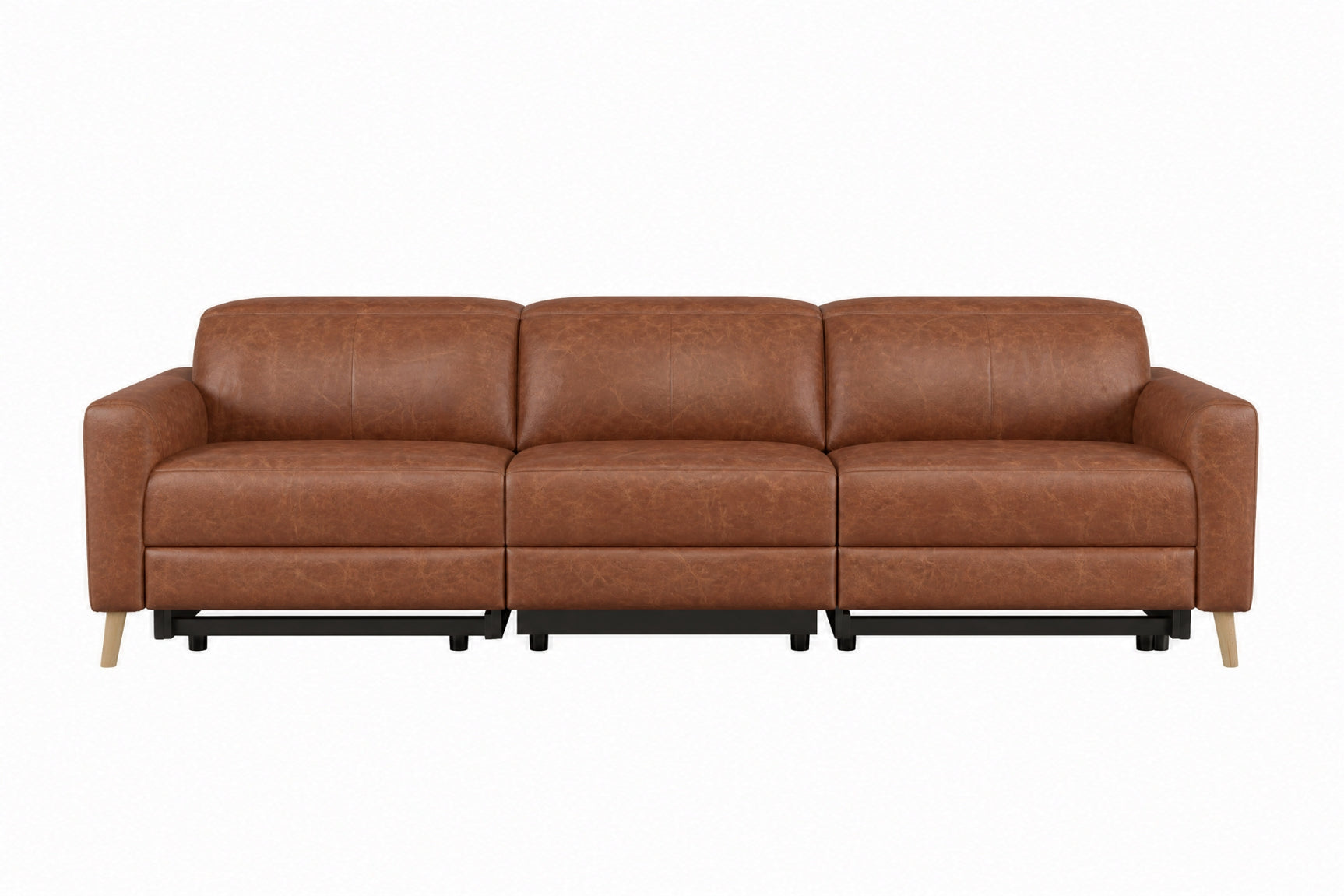 Elodie Distressed Italian Aniline Leather Dual Recliner Sofa
