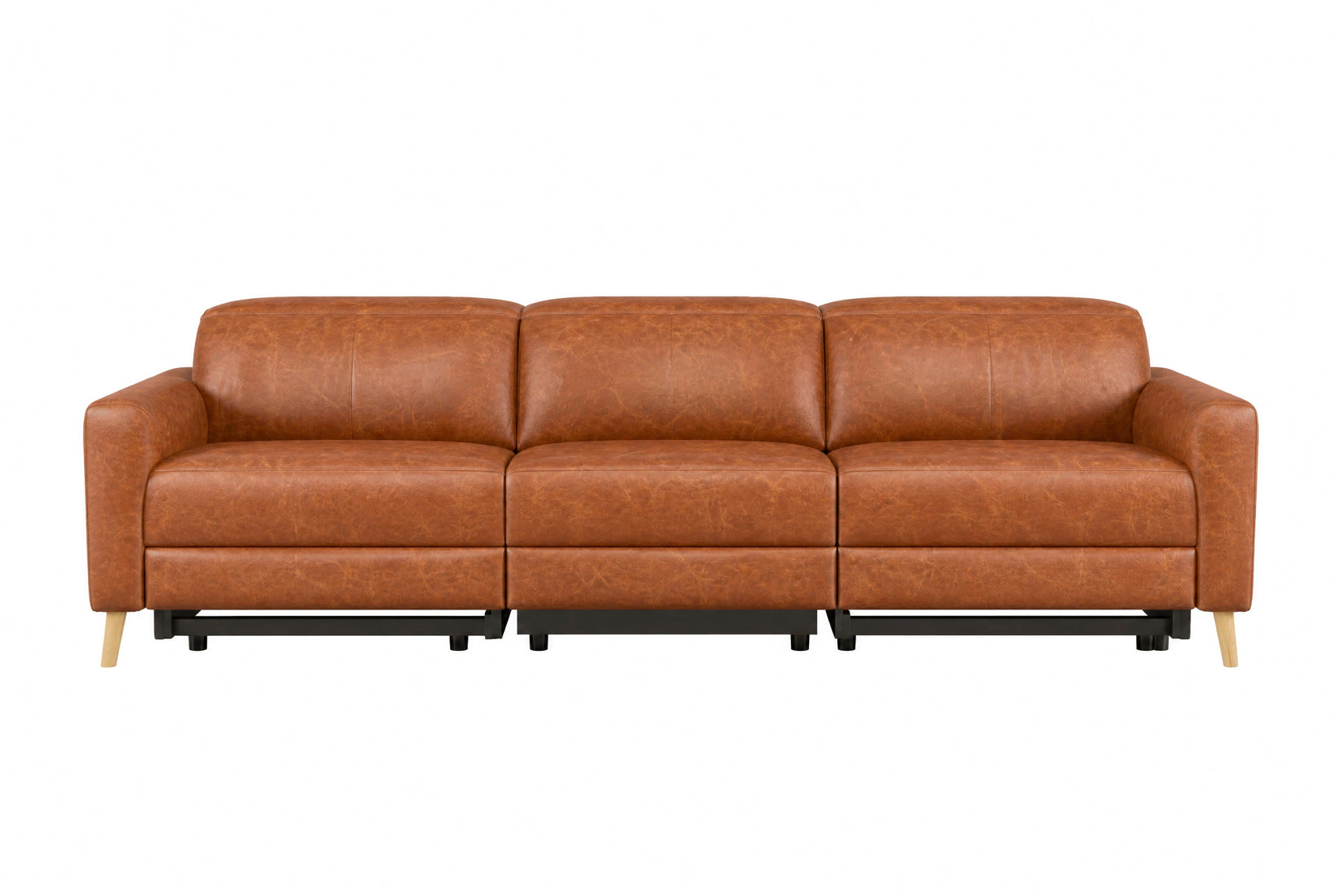 Elodie Distressed Italian Aniline Leather Dual Recliner Sofa