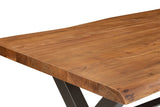 Wexford dining table close-up of the solid acacia live edge