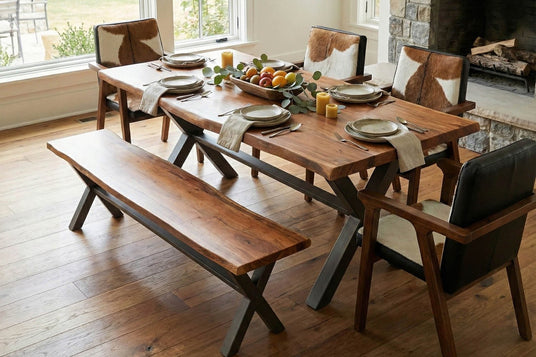 Wexford Live Edge Solid Acacia Dining Table - Complete It with the Bench