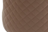 Wilkes dining chair close-up of the diamond-pattern stitching in brown faux leather