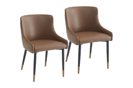 Wilkes Brown Faux Leather Dining Chair (Set of 2) - Two Chairs, One Price