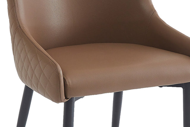 Wilkes Brown Faux Leather Dining Chair (Set of 2) - Medium-Firm Foam Seat