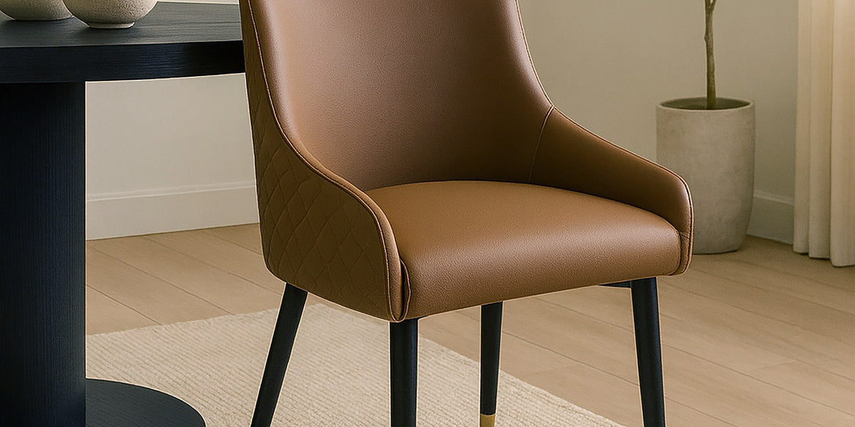 Wilkes Brown Faux Leather Dining Chair (Set of 2)