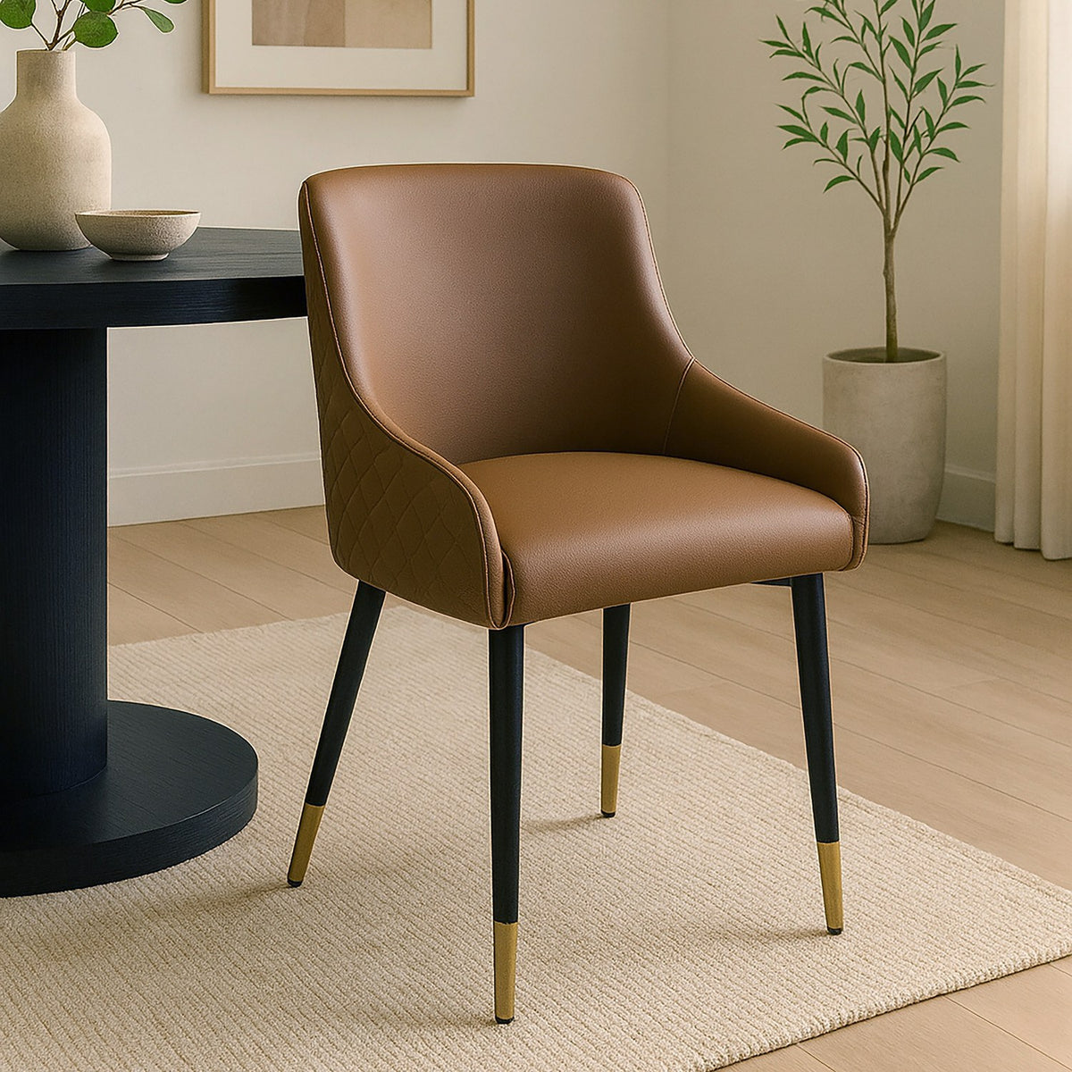 Wilkes Brown Faux Leather Dining Chair (Set of 2)