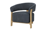 Willoughby club chair in Spruce Grey chenille with a natural ash frame, three-quarter view