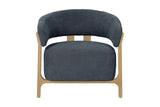 Willoughby club chair, front view showing the curved back