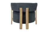 Willoughby club chair, back view with twin ash uprights