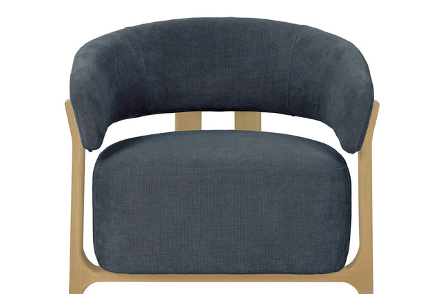 Willoughby Spruce Grey Chenille Club Chair - Curved Barrel Back