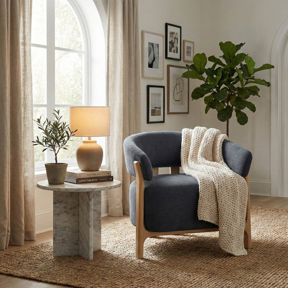 Willoughby Spruce Grey Chenille Club Chair
