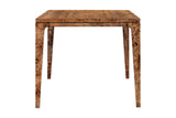 Winslow dining table end view showing the tapered legs and black accent line