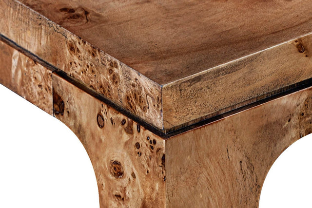 Winslow Dark Burl Veneer Dining Table - Fine Black Accent Line