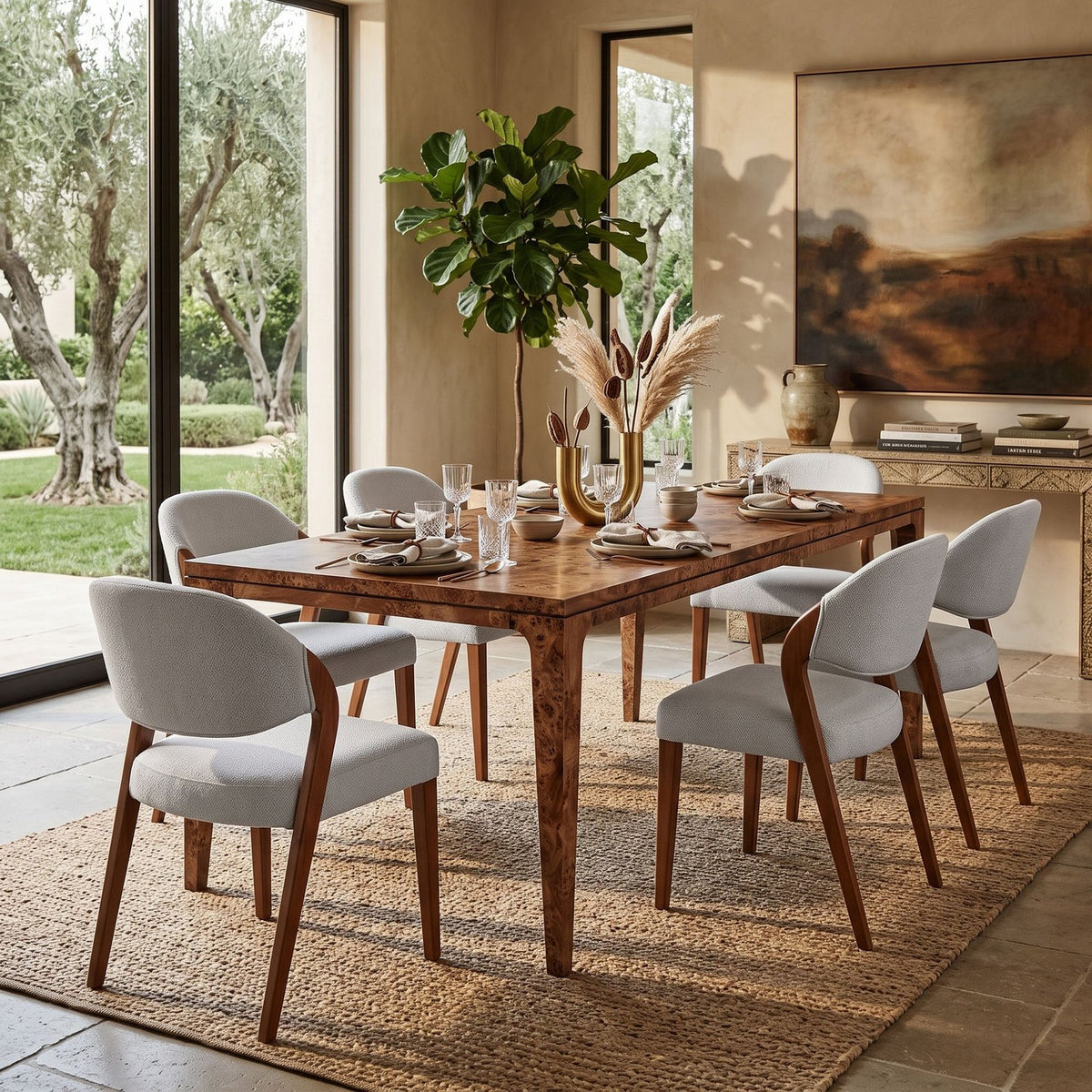 Winslow Dark Burl Veneer Dining Table