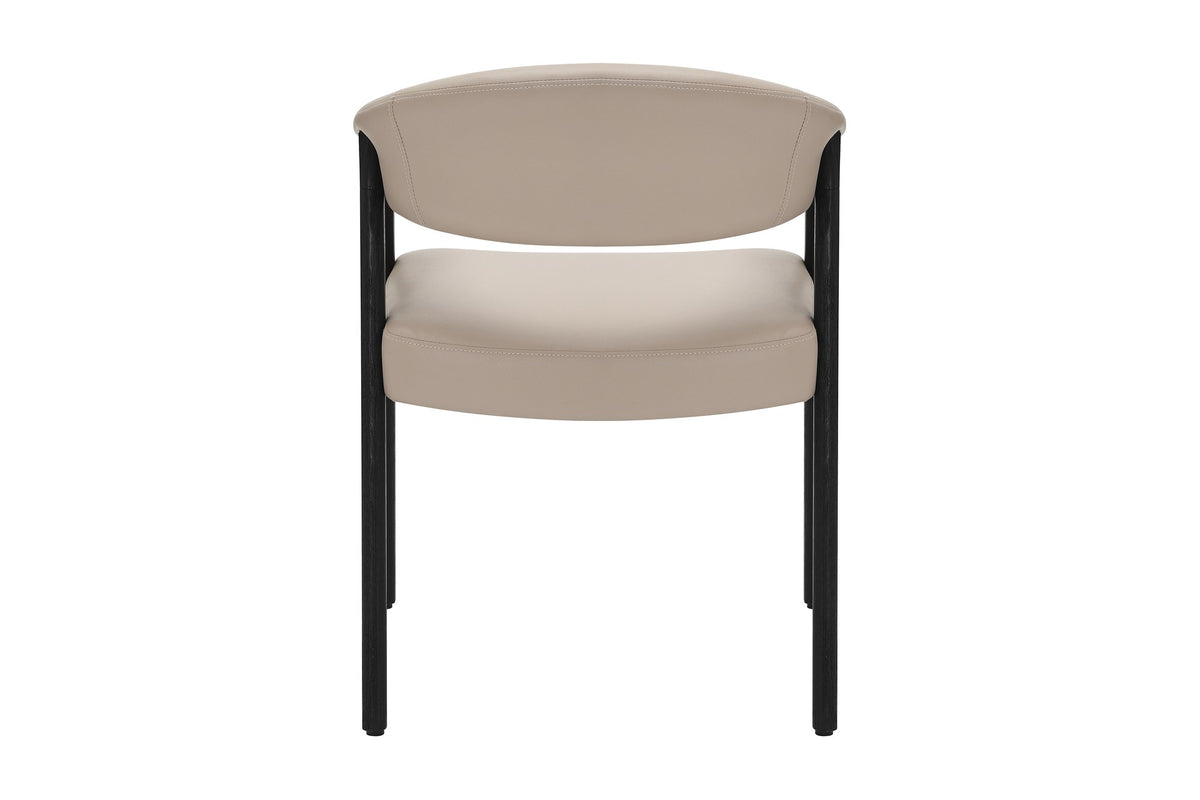 Yale dining armchair in mushroom faux leather, front view