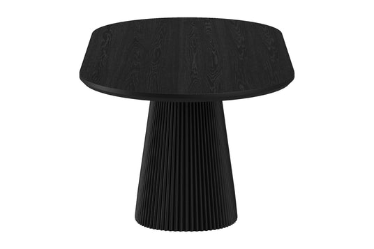 Yale Black Oval Pedestal 7-Piece Dining Set - Reeding That Catches the Light
