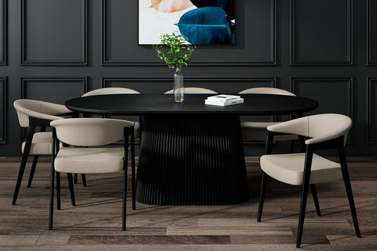 Yale Black Oval Pedestal 7-Piece Dining Set - Seven Pieces, Ready to Set