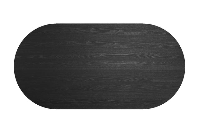 Yale Black Oval Pedestal 7-Piece Dining Set - Black Oak Veneer Top