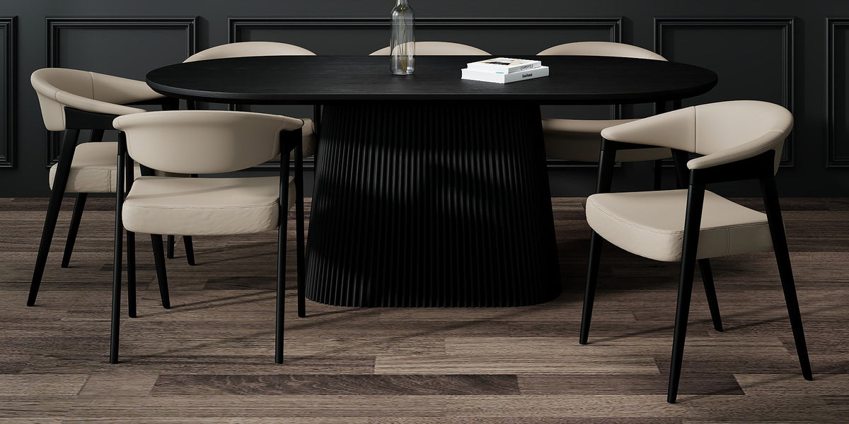 Yale Black Oval Pedestal 7-Piece Dining Set