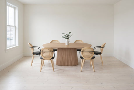 Yale 7-Piece Dining Set with Faux Rattan Armchairs