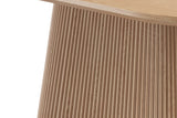 Close-up of the reeded pedestal base and bevelled edge on the Yale table