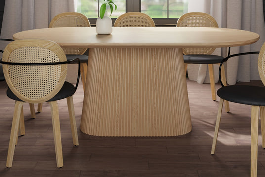 Yale Oak Veneer Oval Pedestal Dining Table - Pair It With Any Chair