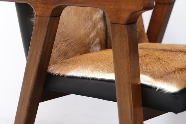Yardley Goat Hair and Leather Accent Chair - Black Leather Trim