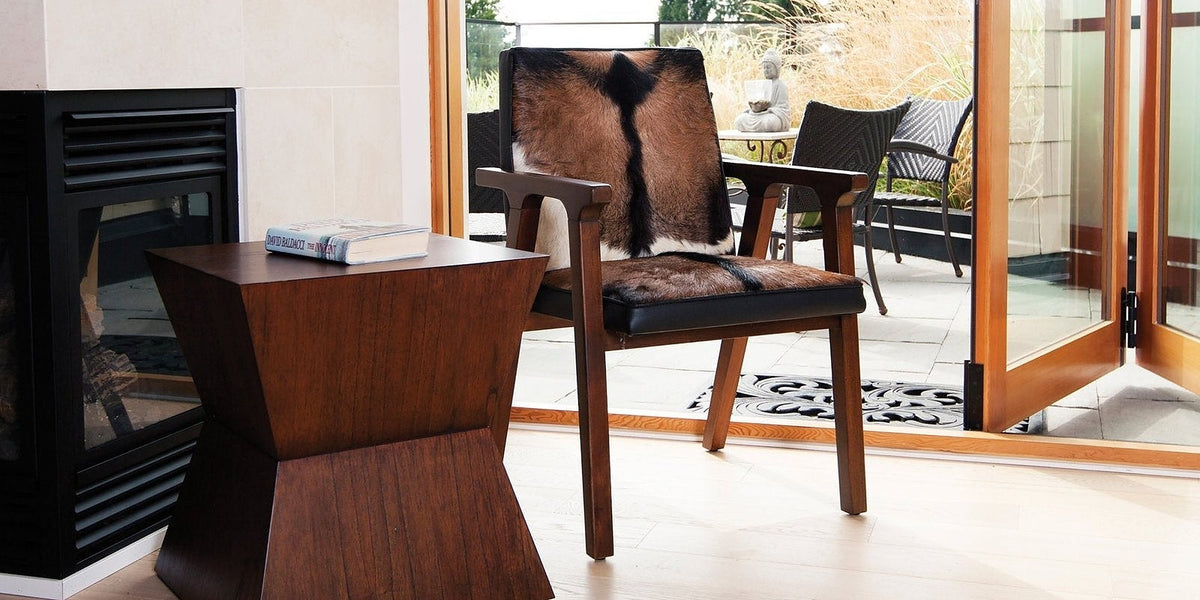 Yardley Goat Hair and Leather Accent Chair