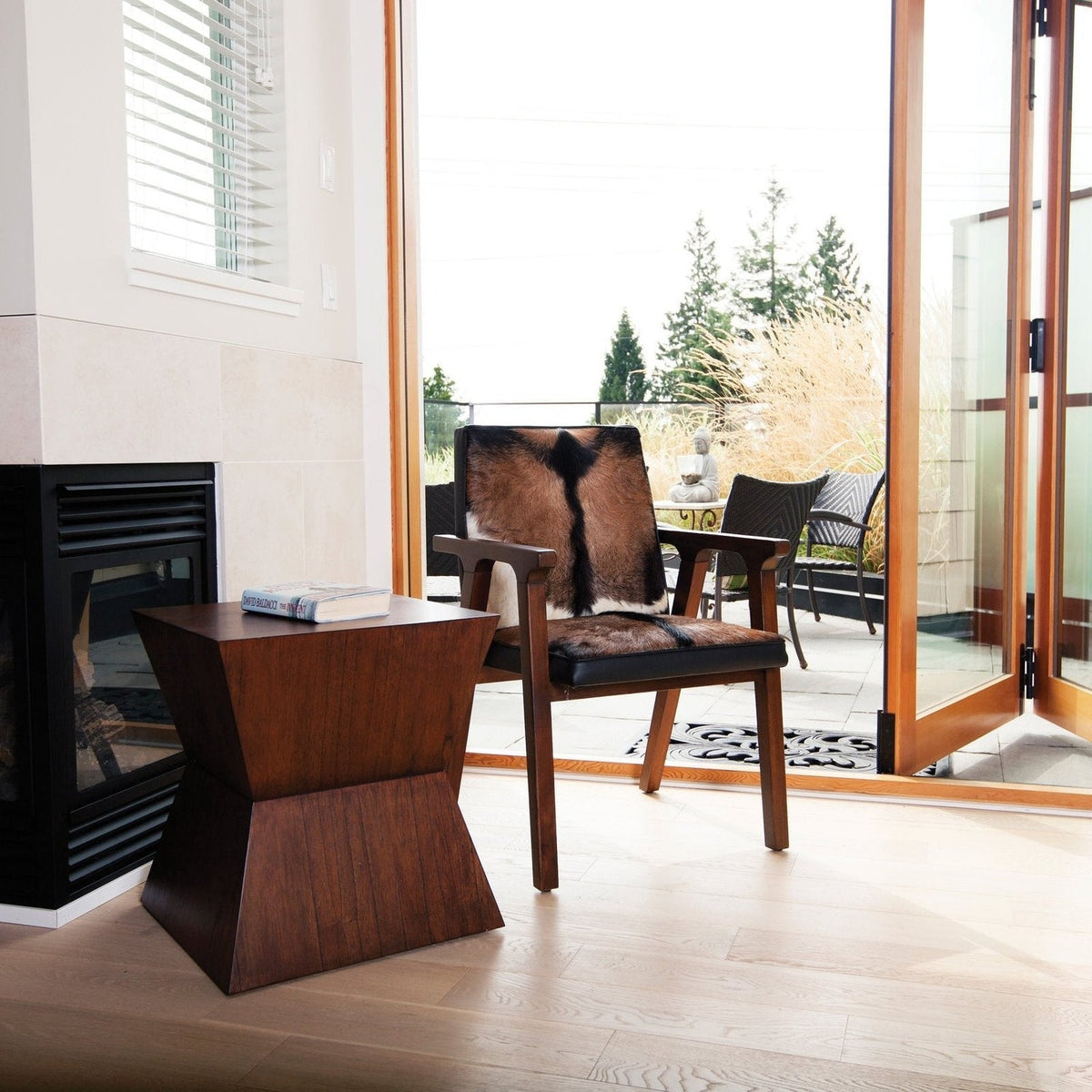 Yardley Goat Hair and Leather Accent Chair