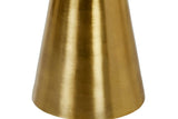 Flared antique brass cone base of the Yvette floor lamp