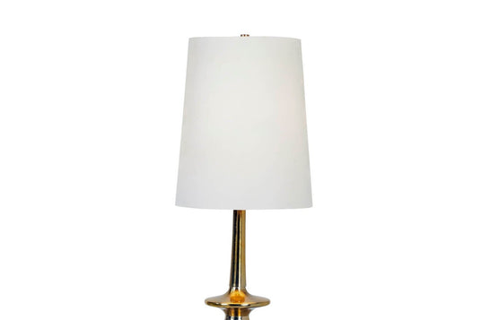 Yvette Antique Brass Floor Lamp with Linen Shade - Soft Light Through Linen