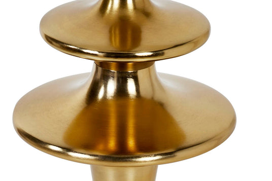 Yvette Antique Brass Floor Lamp with Linen Shade - Detail at Mid-Height