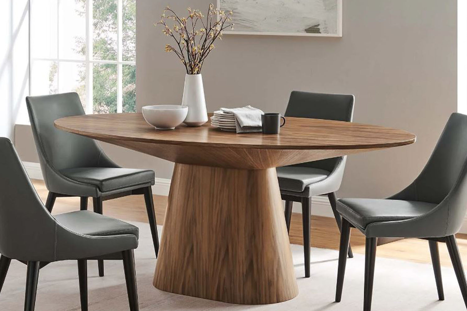 Valencia Becky 75" Oval Dining Table, Walnut