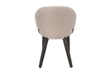 Zane dining armchair, rear view of the rounded upholstered back