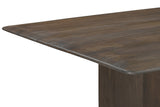 Close-up of the rounded edge on the Zane solid mango wood table top