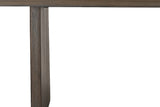 Detail of a thick panel leg on the Zane mango wood dining table