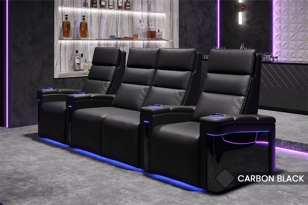 Valencia Monza Carbon Fiber Panel Leather Home Theater Seating