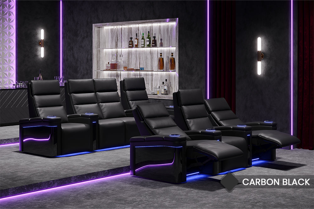 Valencia Monza Carbon Fiber Panel Leather Home Theater Seating