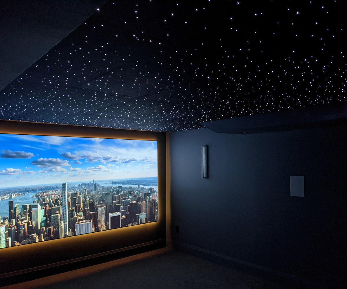 Finished home cinema with a wide star ceiling